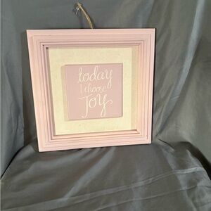Pink Framed Wall Art - 'Today I Choose Joy'
